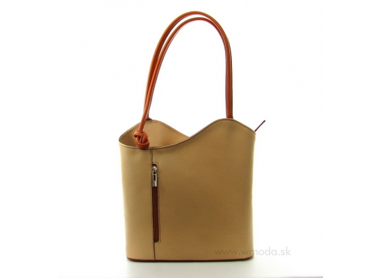 wmoda, Damska kozena kabelka - ruksak, VP024, beige-hneda.JPG