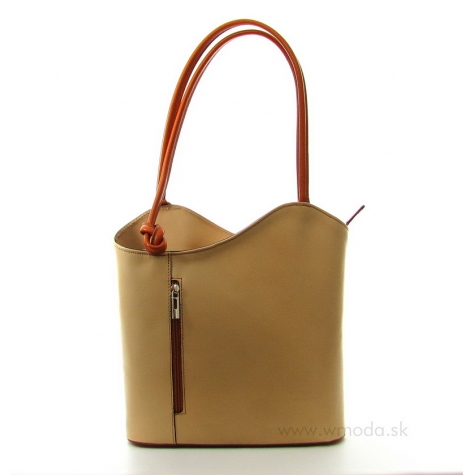 wmoda, Damska kozena kabelka - ruksak, VP024, beige-hneda.JPG