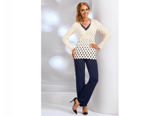Damske pyzamo DONNA Sonia ecru-Wmoda-modra-bezova-01.jpg