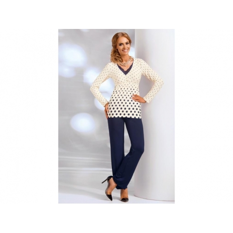 Damske pyzamo DONNA Sonia ecru-Wmoda-modra-bezova-01.jpg