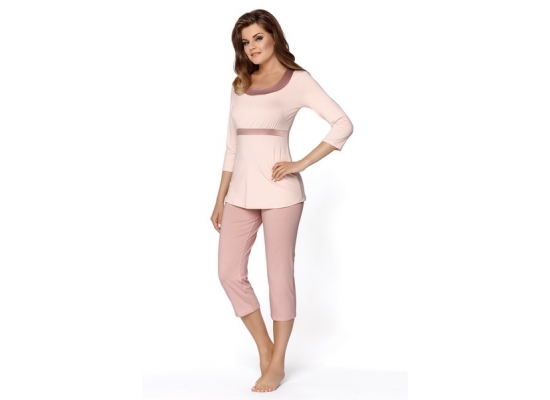 Dámske pyžamko Babella MEGAN s 3-4 dĺžkou-Wmoda-krémovo-púdrová-1.jpg