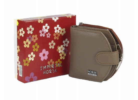 Damska kozena penazenka Horse-Hnedo-seda-Wmoda-1a.JPG