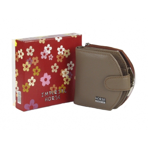 Damska kozena penazenka Horse-Hnedo-seda-Wmoda-1a.JPG